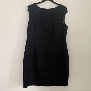 Anne Klein Black Sheath Mini Dress Crew Neck Sleeveless